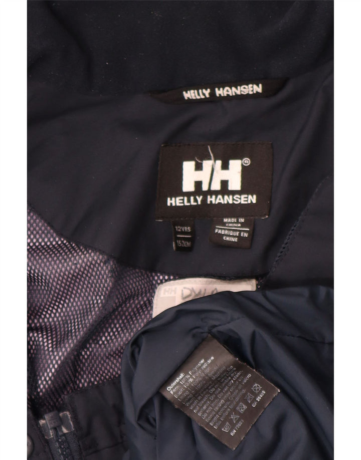 Helly Hansen Jungen-Regenjacke mit Kapuze, 11–12 Jahre, marineblaues Polyester