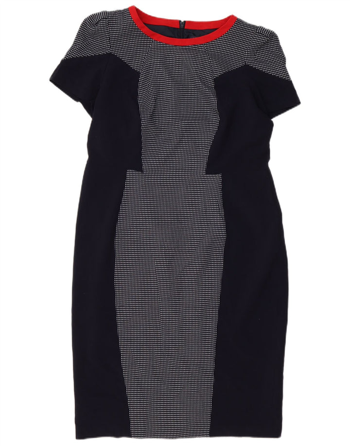 Marks & Spencer Damen Etuikleid UK 14 Medium Marineblau kariert Polyester