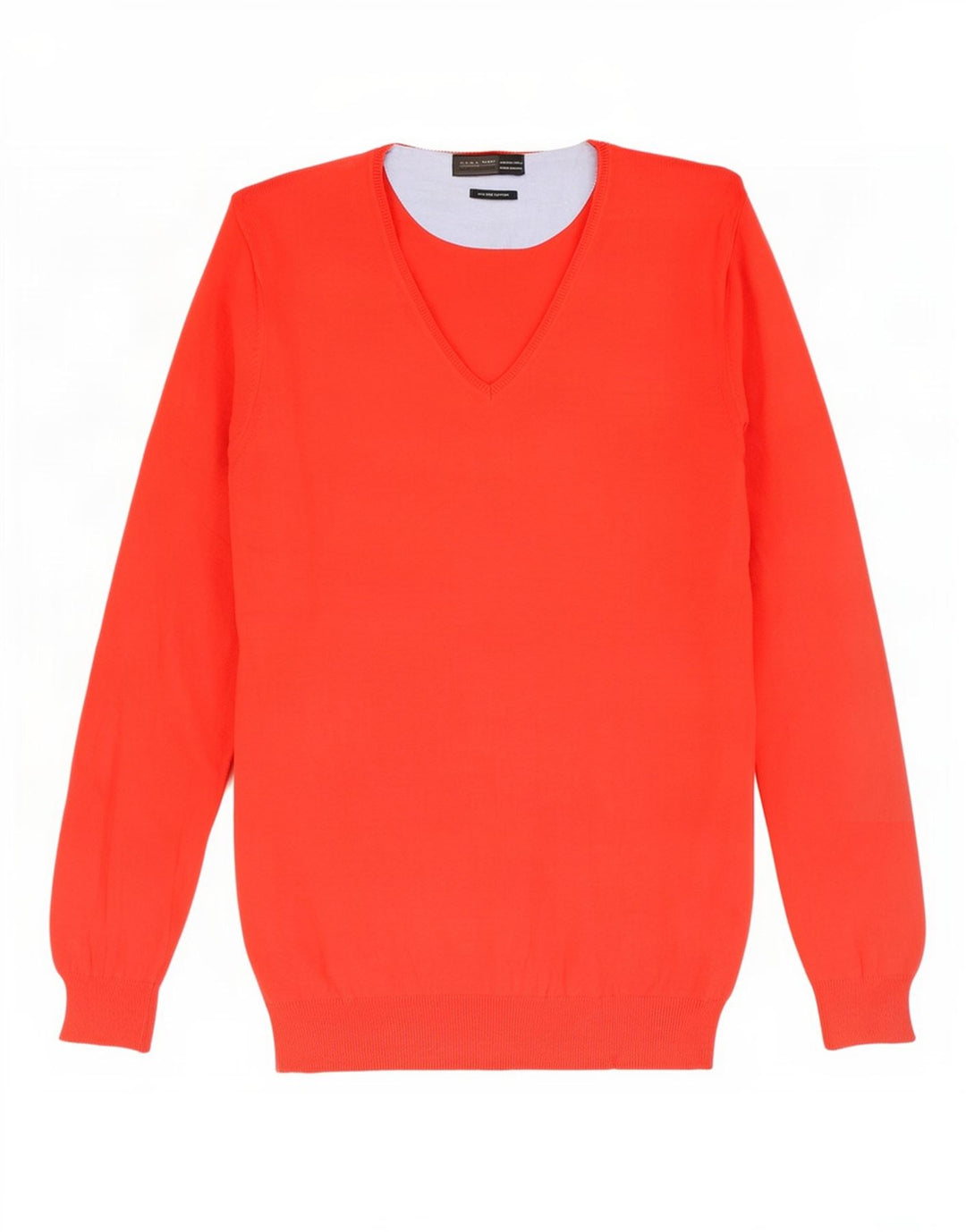 Zara Herren-Pullover mit V-Ausschnitt, groß, rote Baumwolle