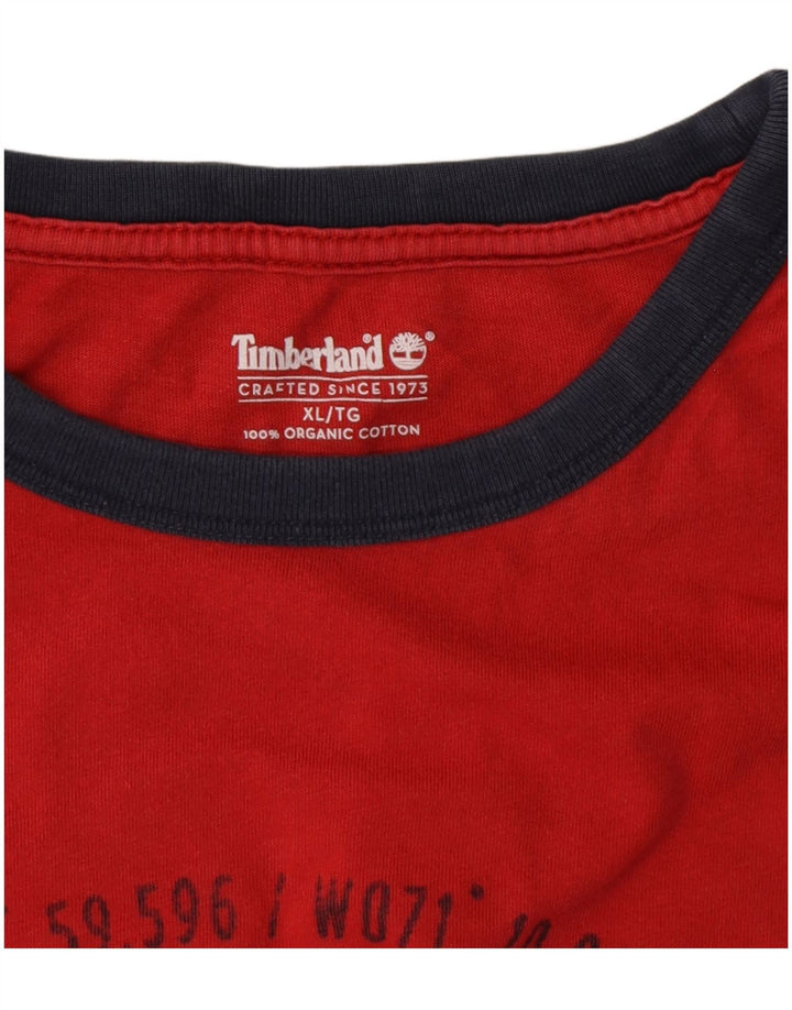Timberland Herren Grafik-T-Shirt-Oberteil XL aus roter Baumwolle