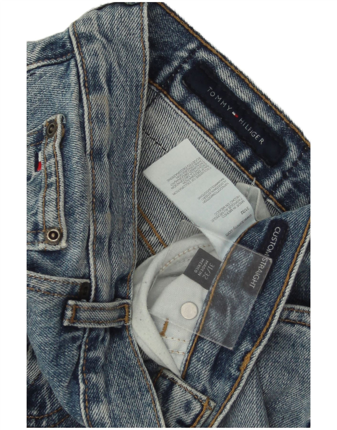 TOMMY HILFIGER Herren Custom Fit Straight Jeans W31 L32 Blaue Baumwolle