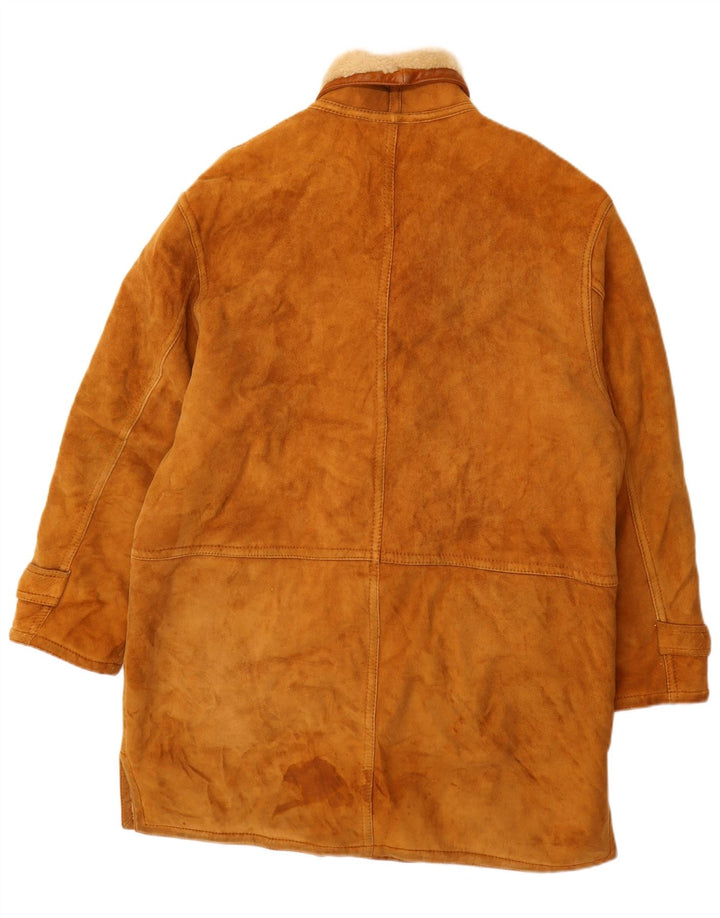 VINTAGE Herren Shearling Mantel IT 52 XL Braunes Leder
