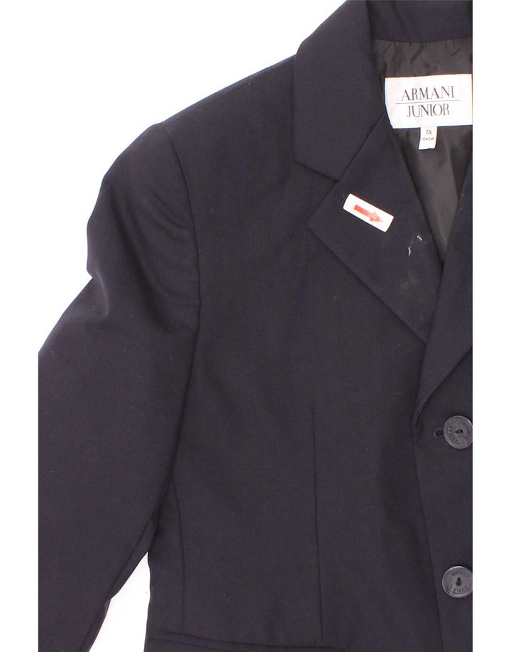 Armani Junior Jungen 3-Knopf-Blazerjacke 6-7 Jahre Marineblaue Wolle