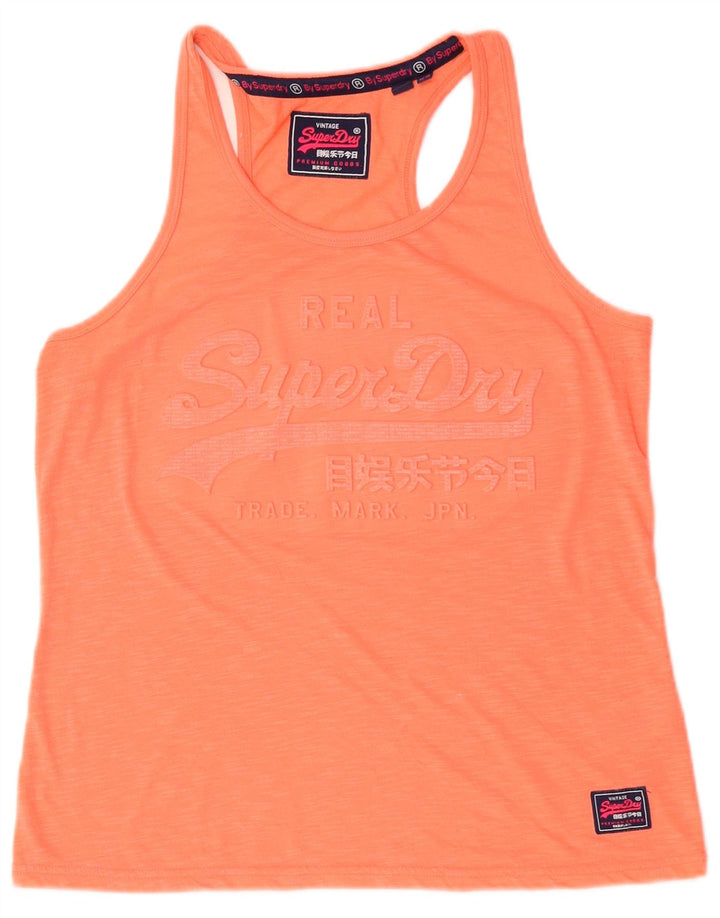 Superdry Damen Grafik-Trägershirt UK 14 Large Orange Polyester