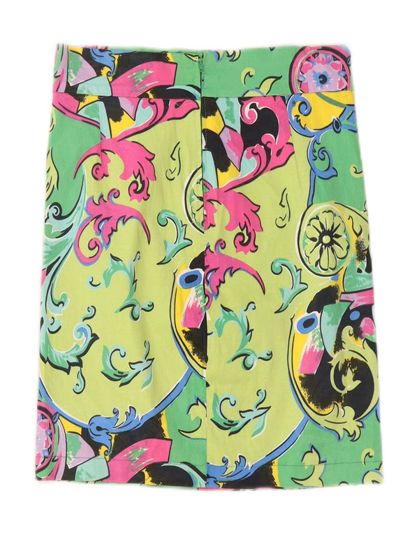 VINTAGE Gerader Damenrock W26 Kleines grünes Paisley