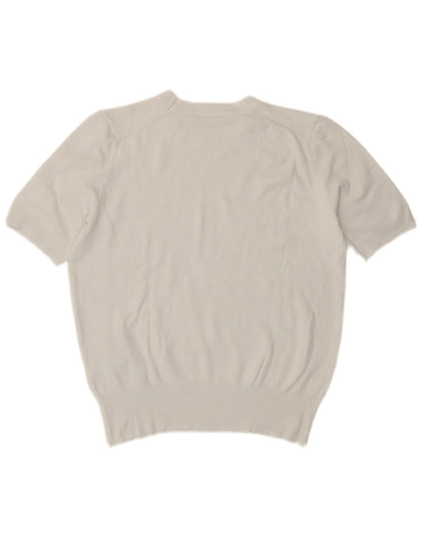 Zara Damen Crop T-Shirt Top UK 14 Large Weiße Viskose