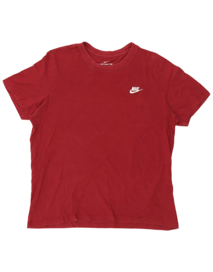 Nike Herren T-Shirt Top Large Burgund Baumwolle