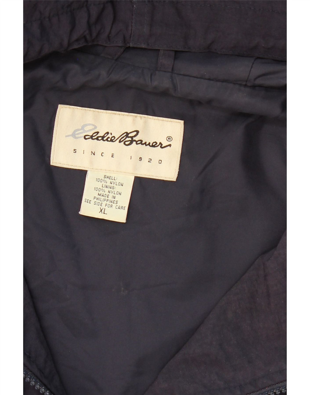 EDDIE BAUER Womens Oversized Hooded Raincoat UK 18 XL Navy Blue Nylon Vintage Eddie Bauer and Second-Hand Eddie Bauer from Messina Hembry 