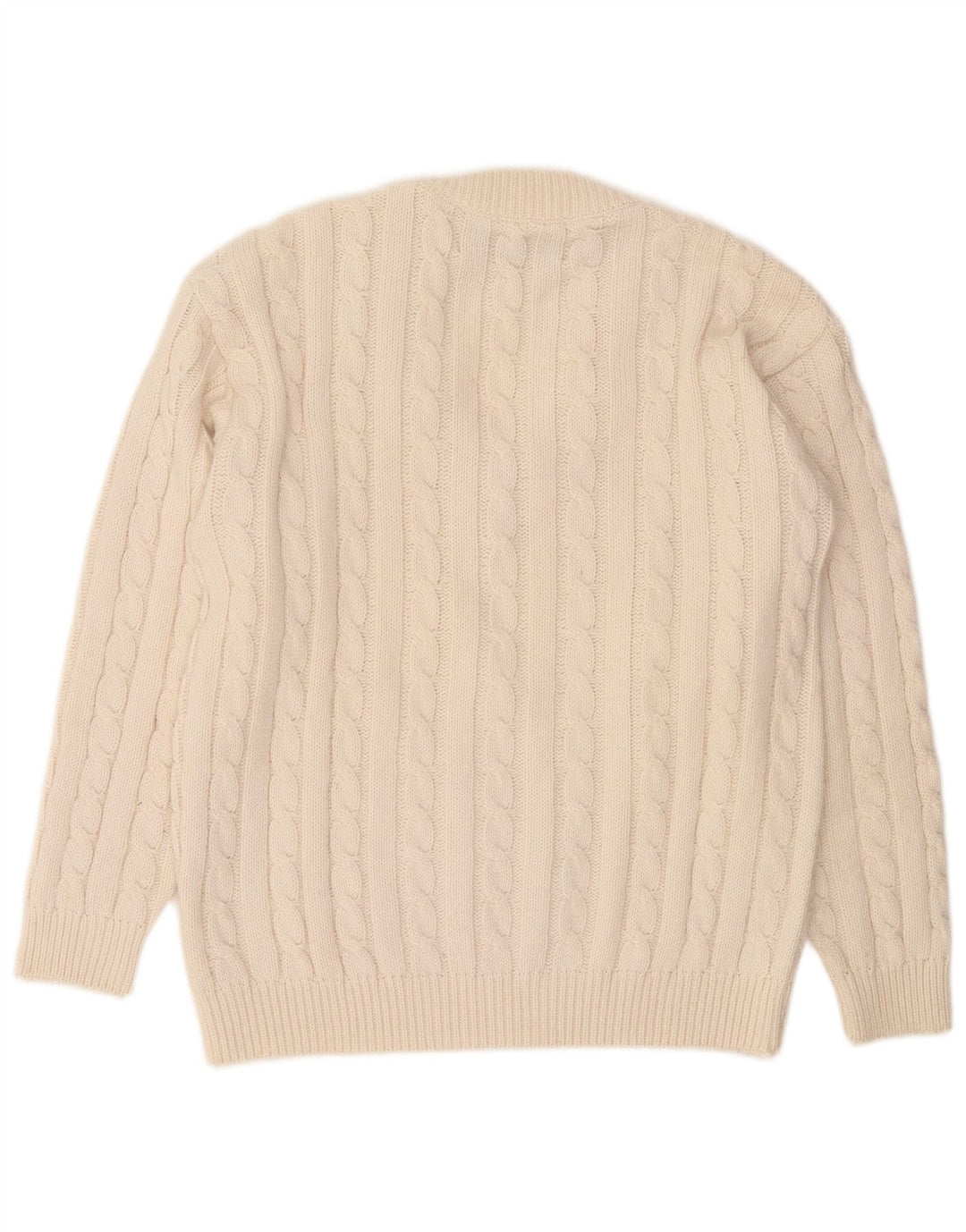 Vintage Herren V-Ausschnitt Pullover Pullover Medium Off White Acryl