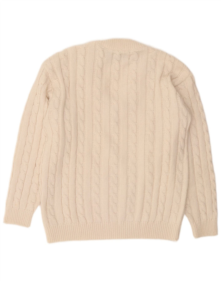 Vintage Herren V-Ausschnitt Pullover Pullover Medium Off White Acryl