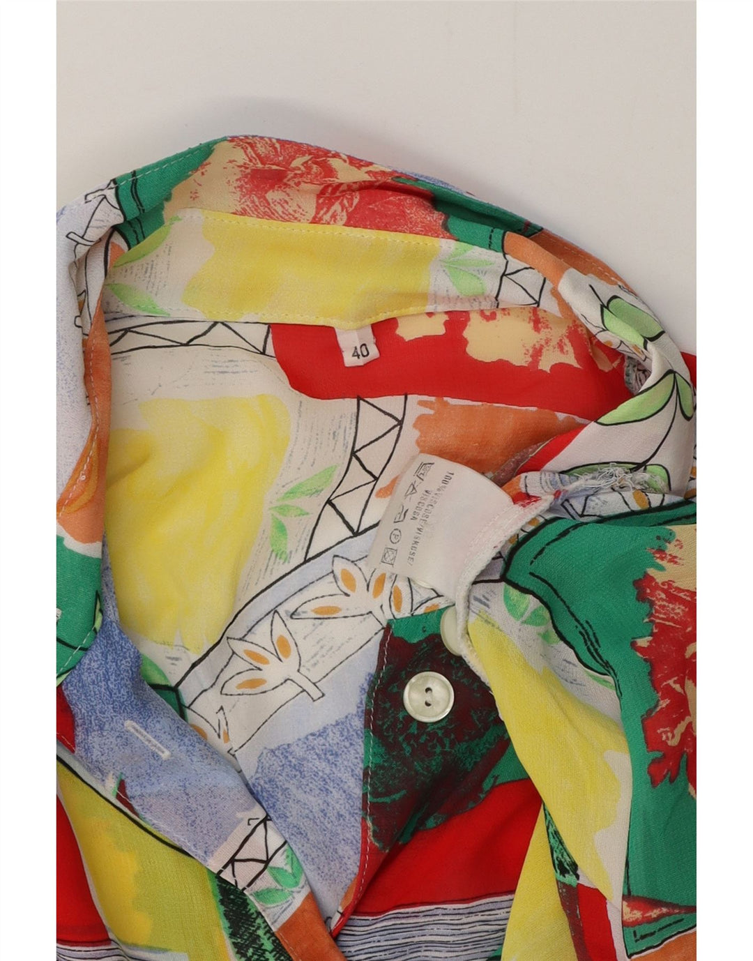 Vintage Damen Longline-Hemdbluse EU 40 Medium Mehrfarbige Viskose