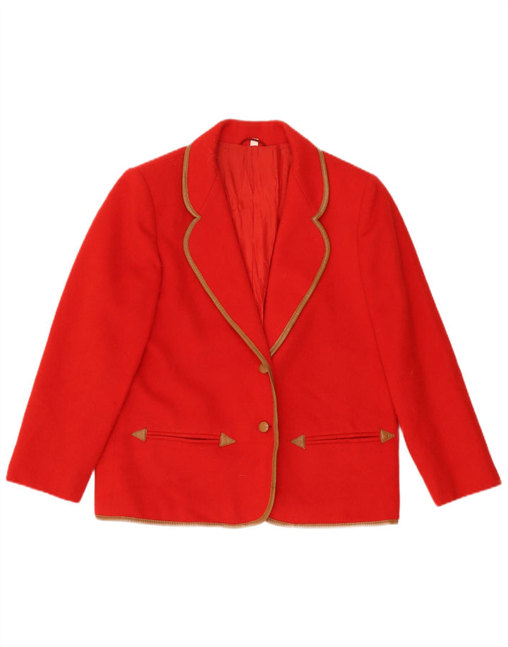 Vintage Damen 2-Knopf-Blazerjacke IT 46 Groß Rot