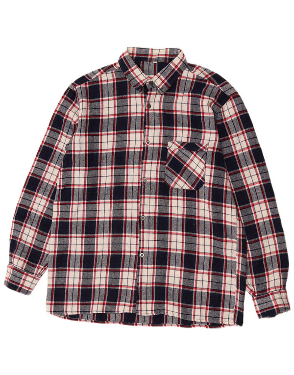 Vintage kariertes Flanellhemd für Herren in mittlerem Marineblau