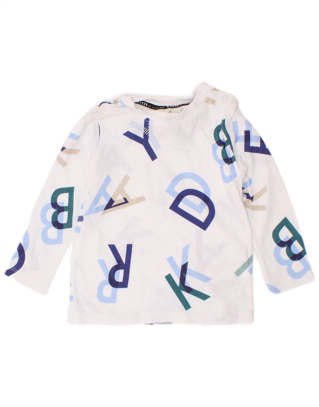 Ted Baker Baby-Jungen-Top mit Grafik, langärmlig, 12–18 Monate, weiße Baumwolle