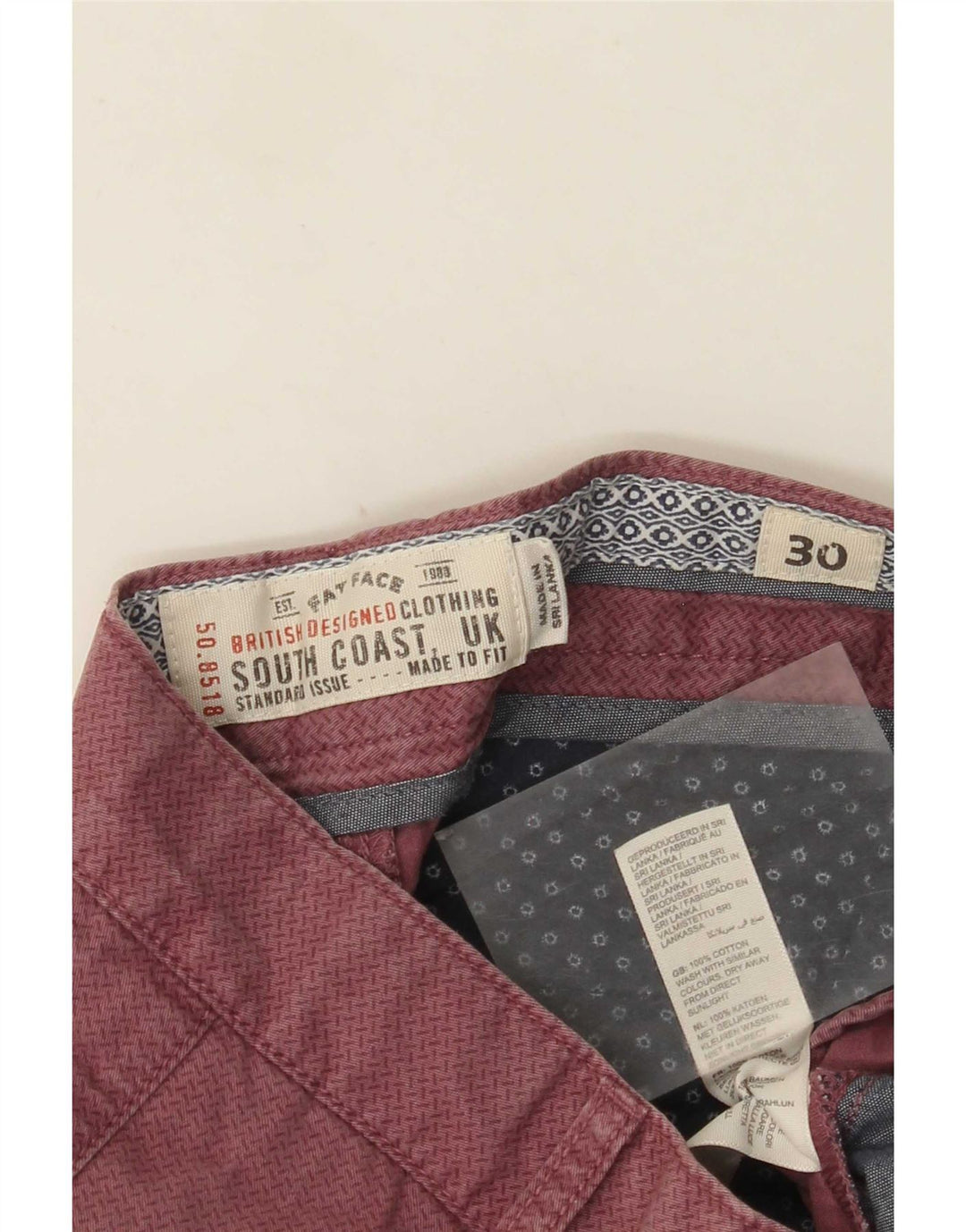 Fat Face Herren-Chinoshorts W30 aus mittelrosa gefleckter Baumwolle