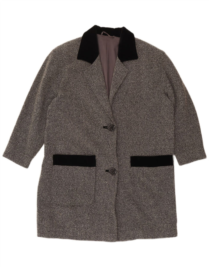 Vintage Damen 2-Knopf-Blazerjacke UK 20 2XL Grauer Farbblock