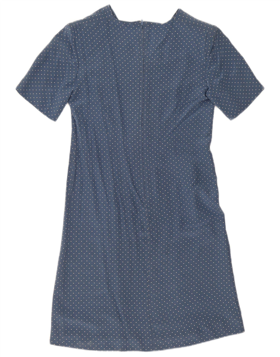 Vintage Damen A-Linie Kleid UK 12 Mittelblau gefleckt