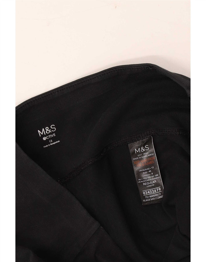 Marks & Spencer Damen-Trainingshose, UK-Größe 12, mittelschwarz, Baumwolle