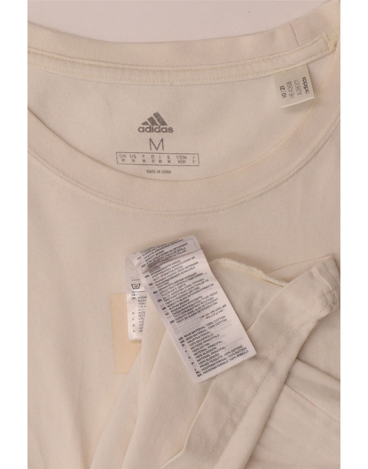 ADIDAS Mens T-Shirt Top Medium Off White Cotton