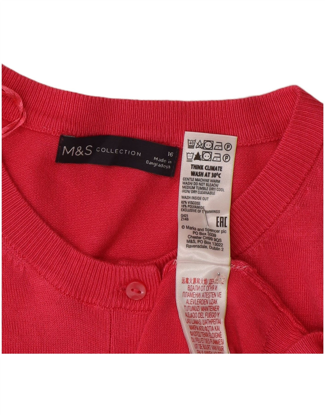 Marks & Spencer Damen Strickjacke Pullover UK 16 Große rosa Viskose