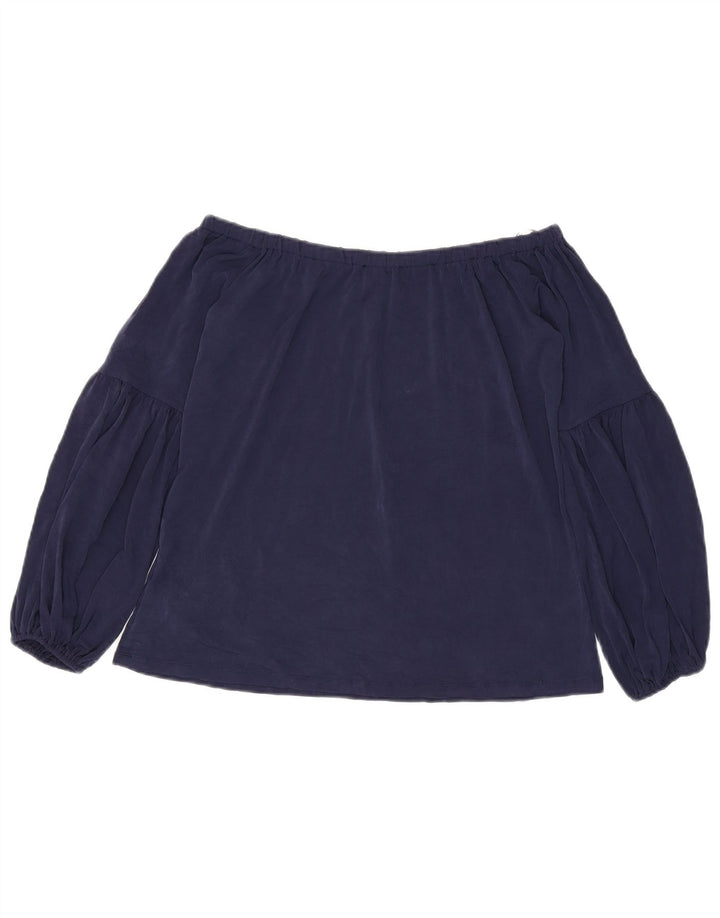 Michael Kors Damen Crop Off Shoulder Top UK 10 Small Marineblau Polyester