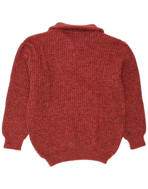 Angelo Litrico Herren-Pullover mit Reißverschluss am Hals, mittleres Burgunderrot, geflecktes Acryl
