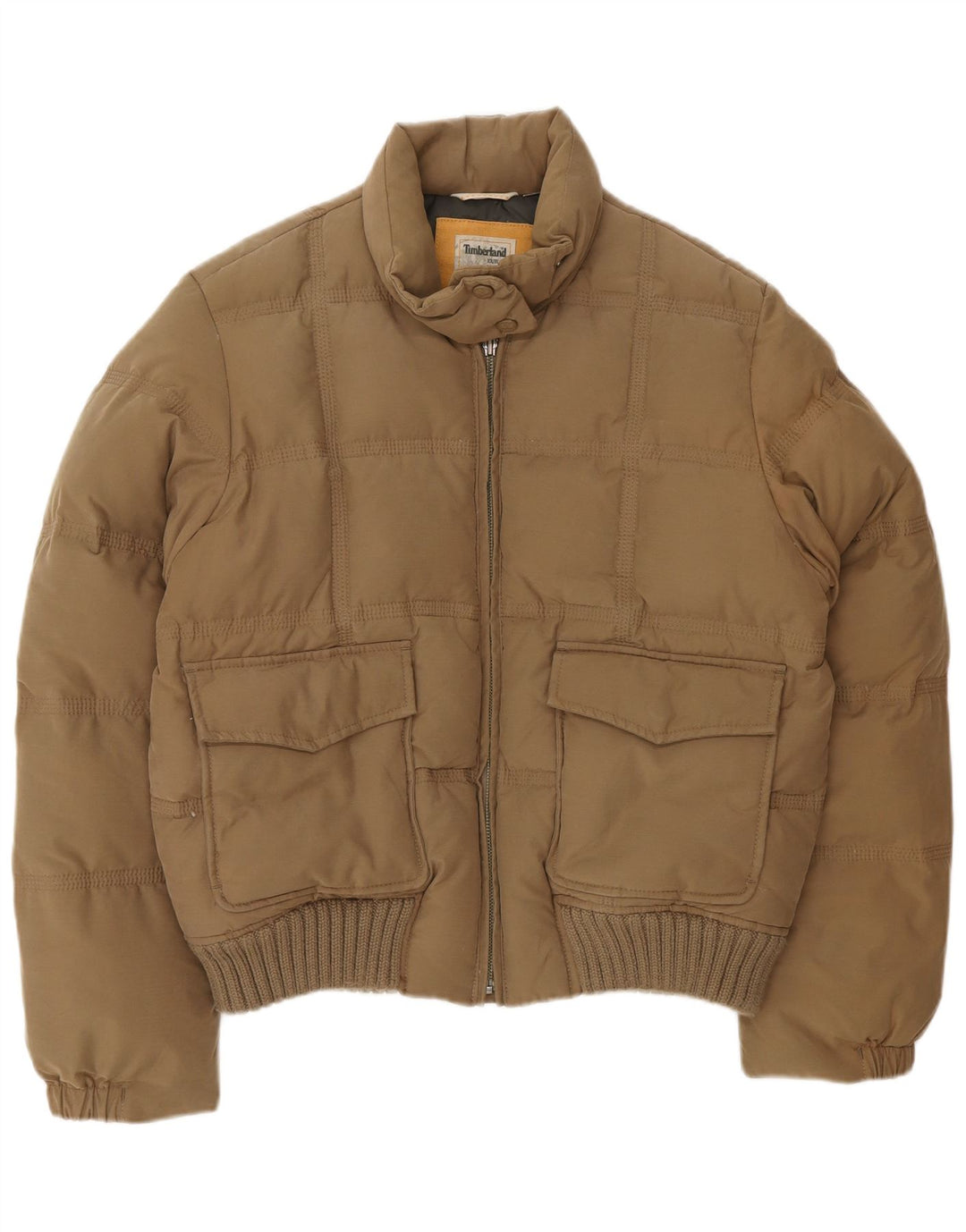 Timberland Damen Wattierte Jacke UK 12 Mittelbraune Baumwolle