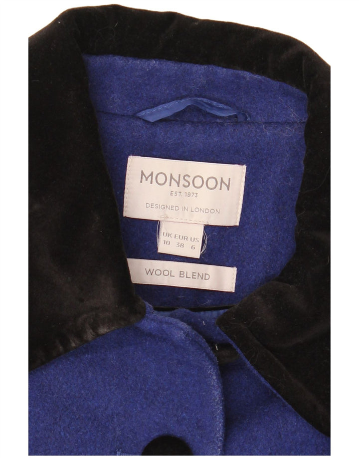 Monsoon Damenmantel UK 10 Small Blue Colourblock