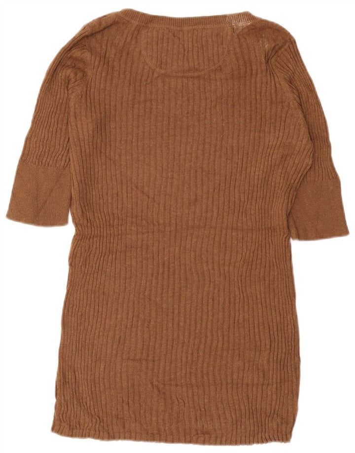 MOSSIMO Damen-Pullover, kurzärmelig, V-Ausschnitt, Gr. 14, Größe L, Braun, Baumwolle