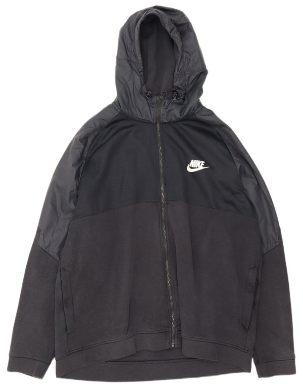 Nike Herren-Kapuzenpullover mit Reißverschluss, 2XL, schwarze Baumwolle