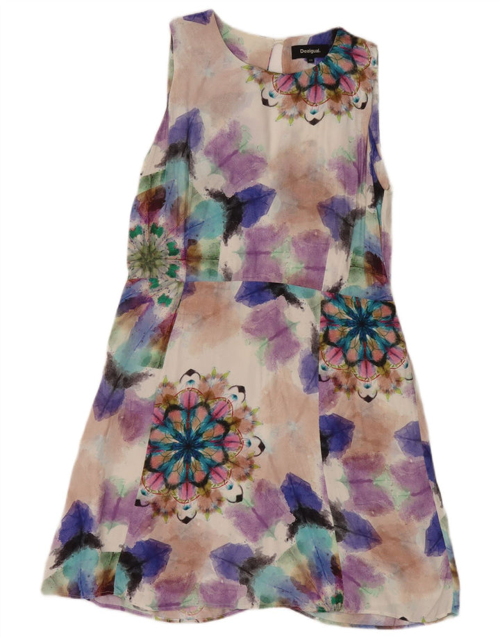 DESIGUAL Damen ärmelloses A-Linien-Kleid IT 44 Medium Mehrfarbig mit Blumenmuster