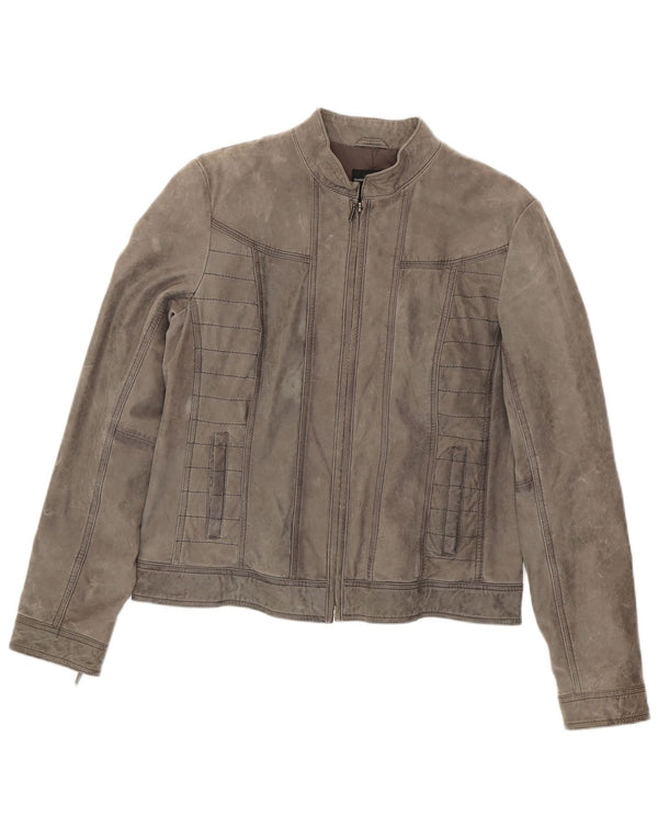 Mango Damen Wildlederjacke UK 16 Large Graues Schaffell