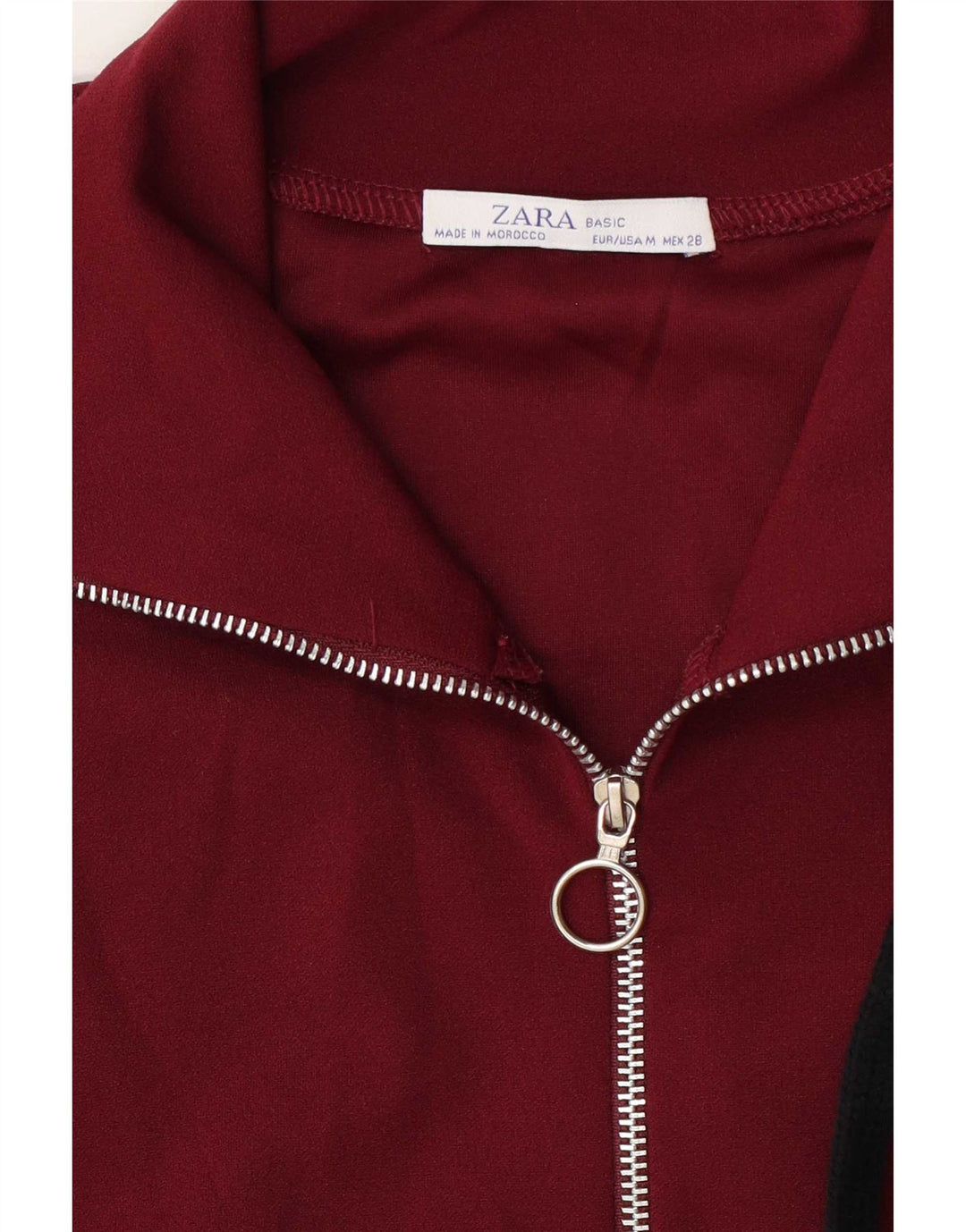 Zara Damen-Pullover-Trainingsanzugoberteil mit Reißverschluss und Halsausschnitt, Gr. 14, Mittel-Burgunderrot