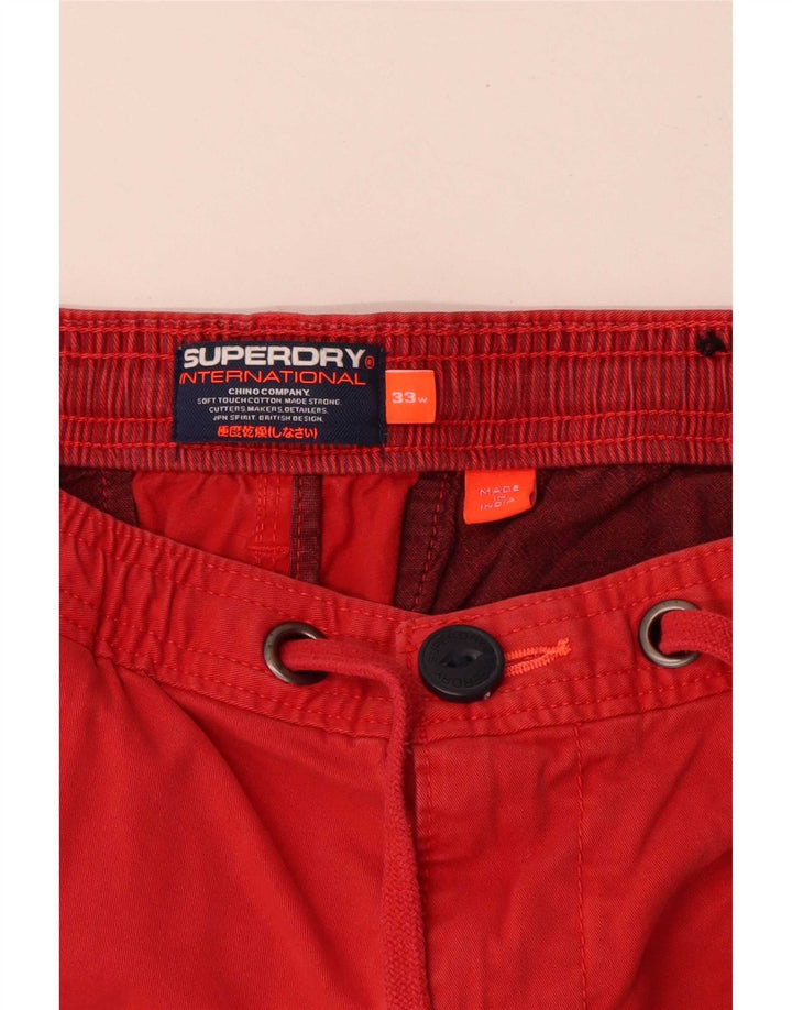 Superdry Herren Chinoshorts W33 mittelrote Baumwolle