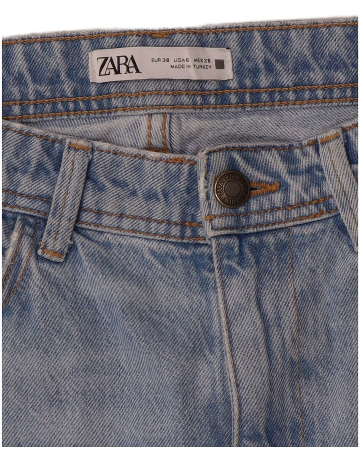 Zara Damen Distressed Straight Jeans EU 38 Small W28 L34 Blau