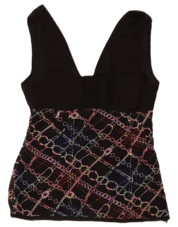 Ärmelloses Crop-Blusenoberteil für Damen von Costume National, Gr. 6, XS, Schwarz, geometrisch