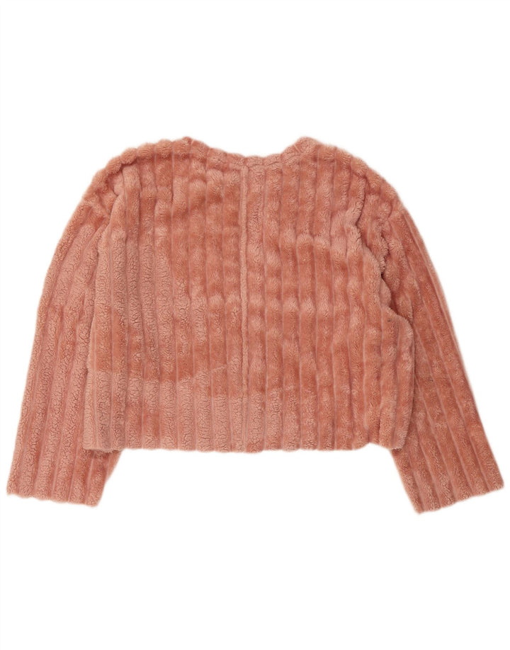 Zara Damen Crop Oversized Sweatshirt Pullover UK 16 Large Rosa Polyester