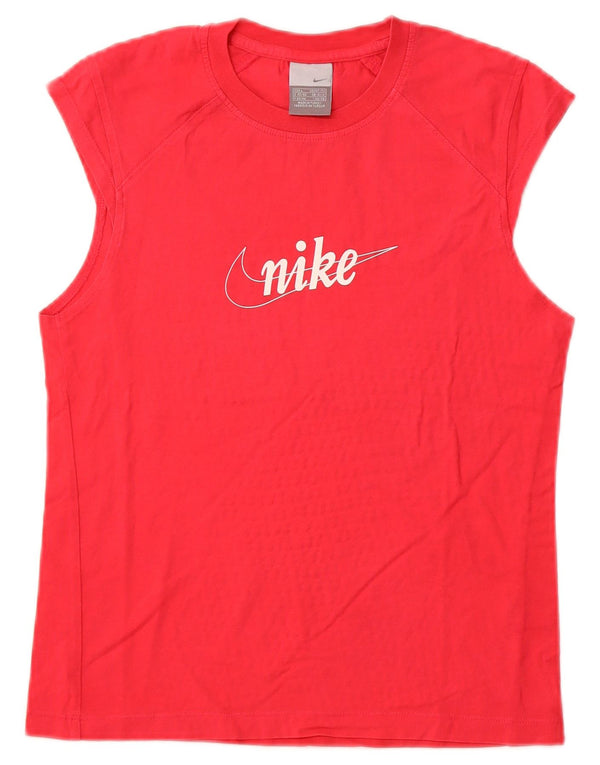Nike Damen Grafik T-Shirt Top UK 14/16 Large Rot