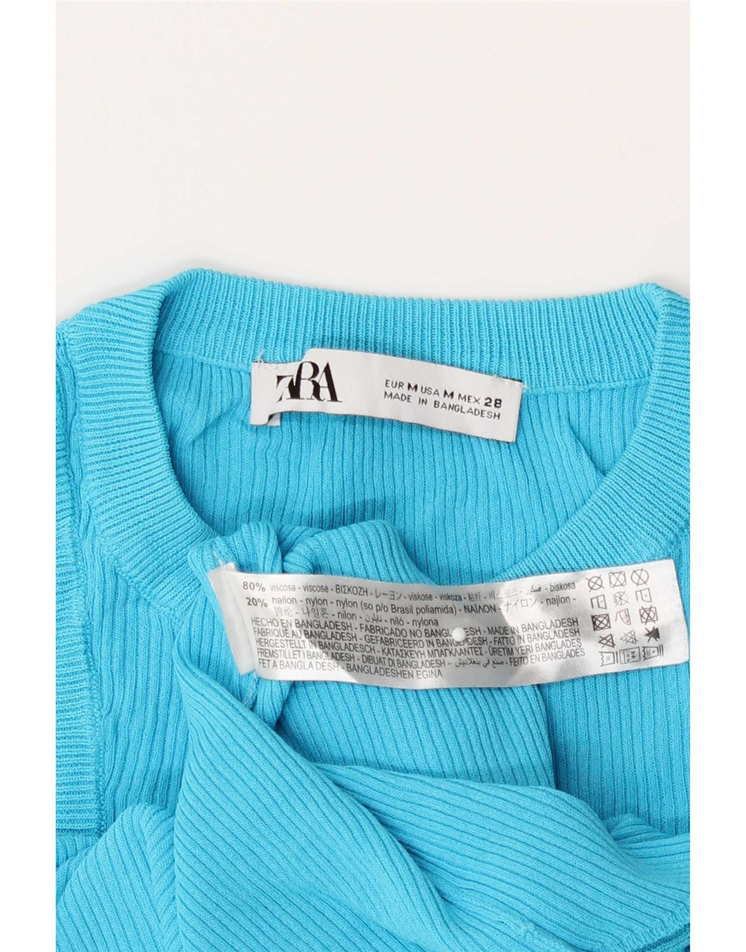 Zara Damen Weste Top UK 12 Mittelblaue Viskose