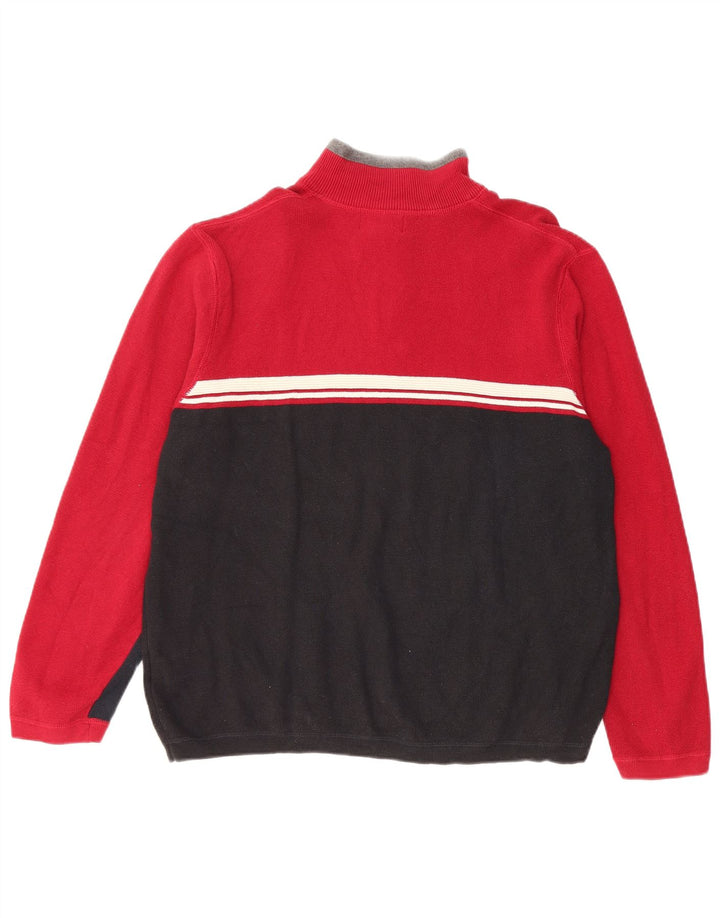 Eddie Bauer Herren-Pullover mit Reißverschluss am Hals, kleine rote Colourblock-Baumwolle