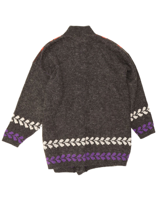 Vintage Damen Cardigan Pullover UK 18 XL Grau geblümt