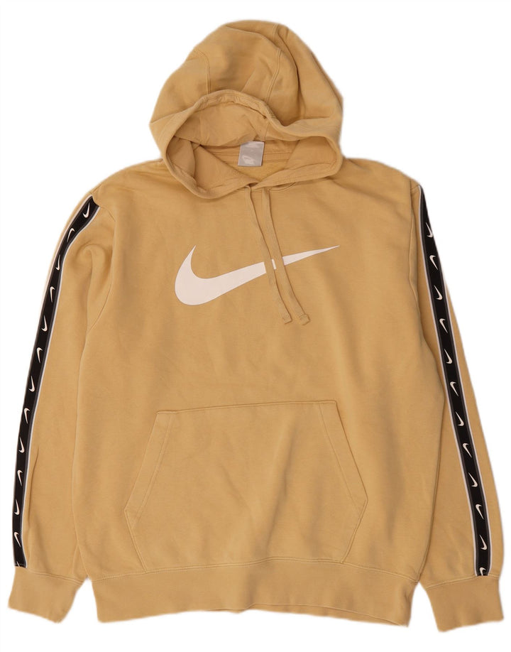 Nike Herren-Pullover mit grafischem Kapuzenpullover, mittelgelbe Colourblock-Baumwolle