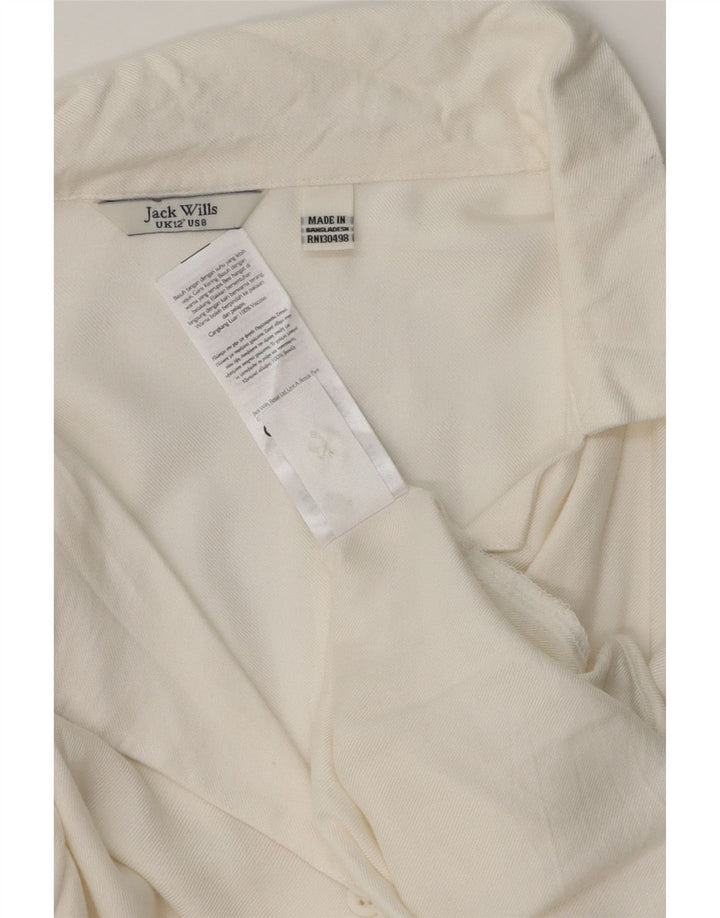 JACK WILLS Damen Kurzarm-Hemdbluse UK 12 Mittelweiße Viskose
