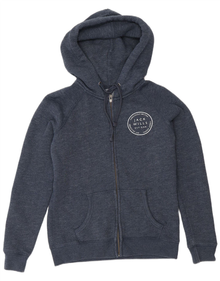 Jack Wills Damen-Pullover mit Kapuze, übergroß, mit Reißverschluss, Gr. 10, Marineblau