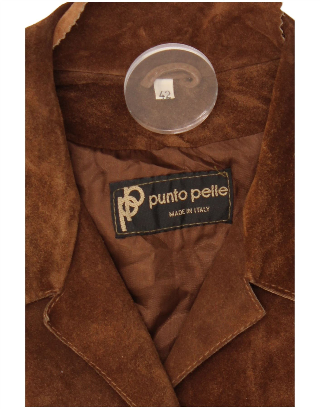 VINTAGE Damen 5-Knopf-Wildleder-Blazerjacke IT 42 Mittelbraunes Leder
