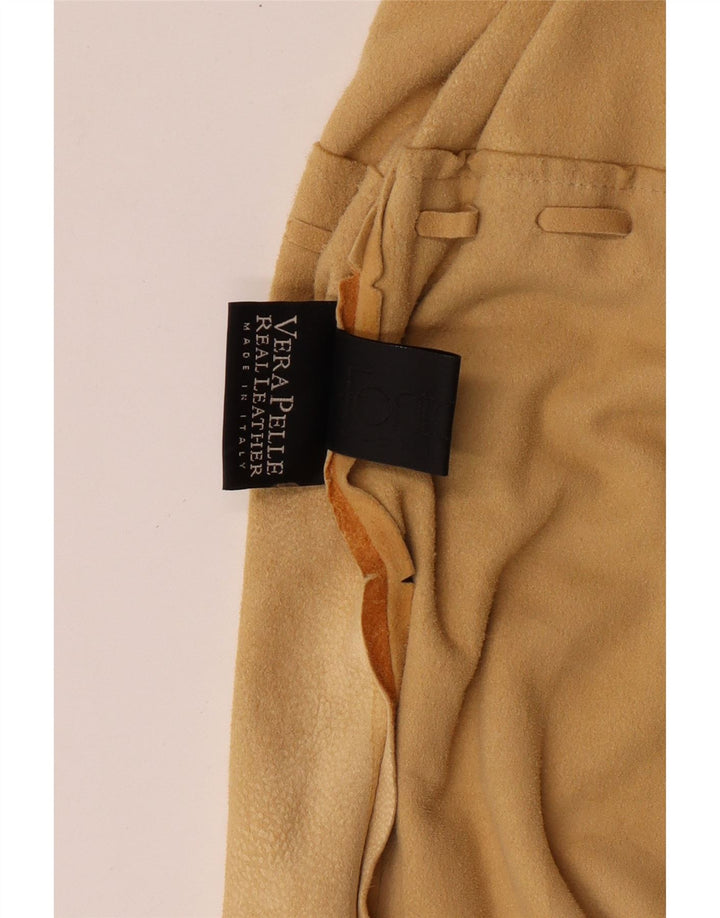 Fontanelli Damen Wildleder-Hemdjacke IT 46 Large Beige Leder