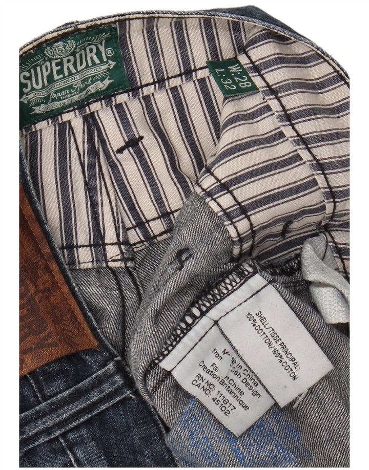 SUPERDRY Distressed Straight Jeans für Damen W28 L28 Marineblaue Baumwolle