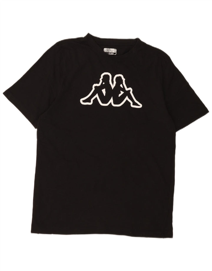 KAPPA Herren-T-Shirt mit Grafik, groß, aus schwarzer Baumwolle