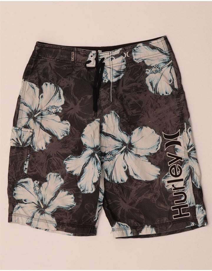 Hurley Herren-Badeshorts mit Grafik, mittelgraues, florales Polyester