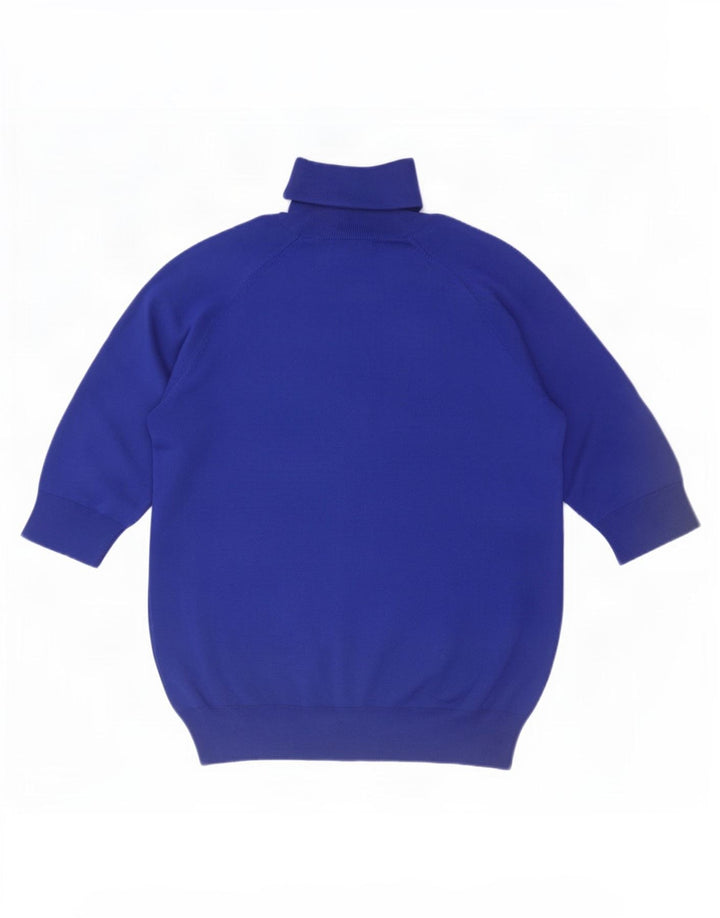 Kurzärmliger Rollkragenpullover von Zara für Damen, Gr. 12, mittelblaue Viskose